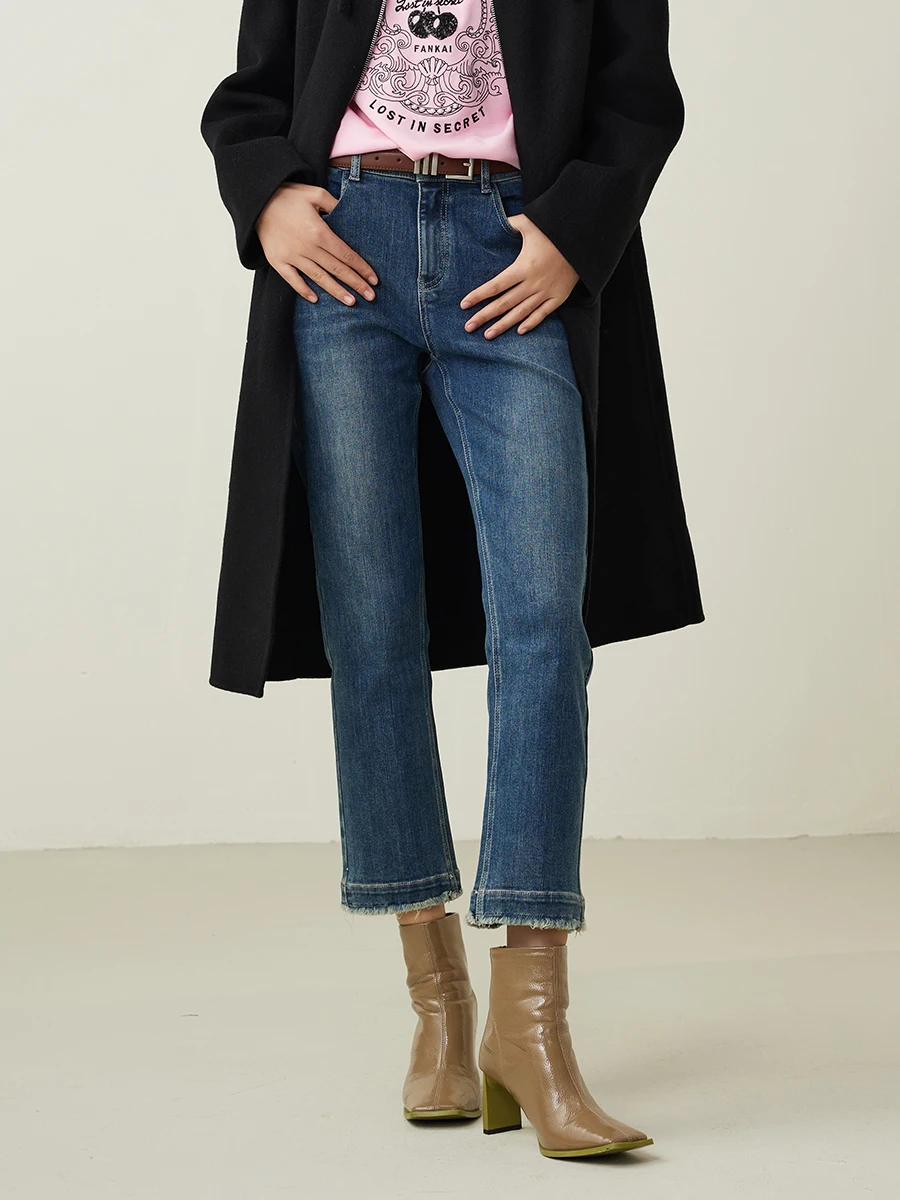 Fankai Jeans Women 2025 Spring Casual High Waist Small Stretch Straight Jeans Spring and Autumn Fashion Baguette Pants