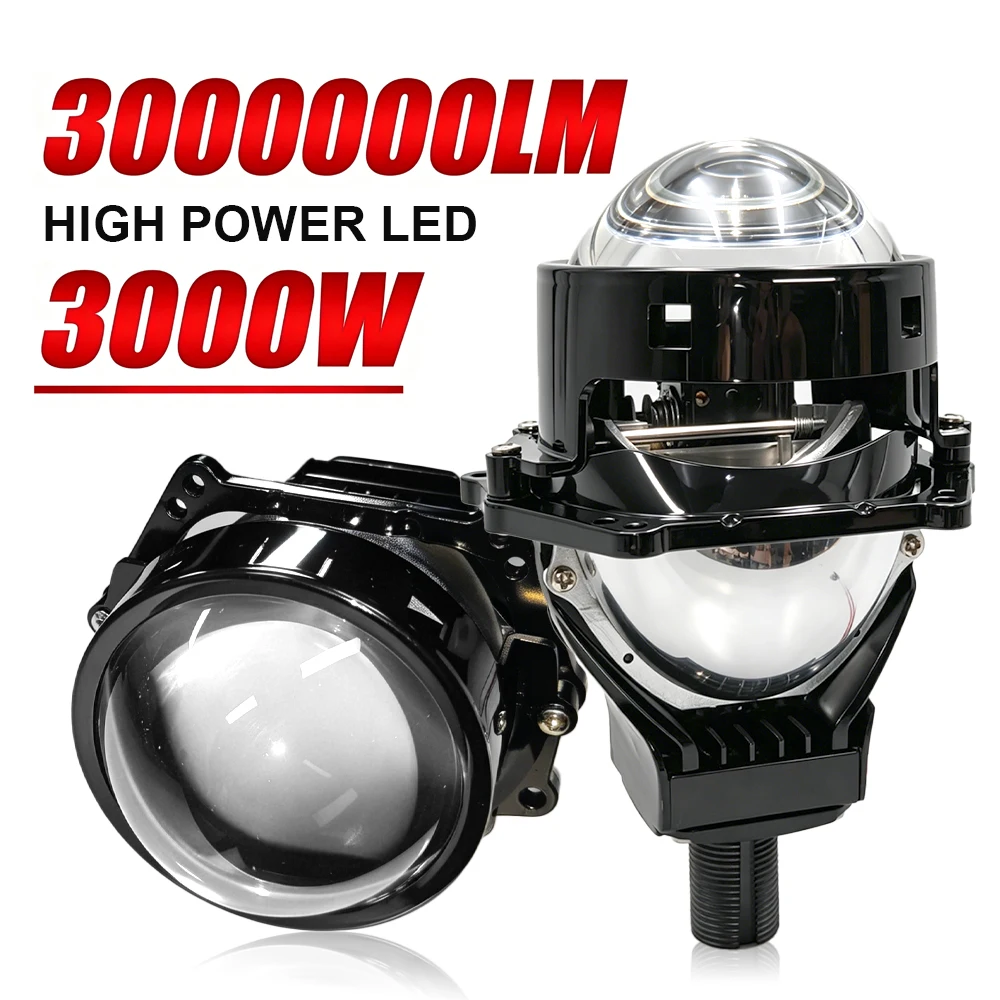 

2Pcs 3.0 Inch Bi Led Projector Lenses Car Headlight 3000W 3000000LM Super Brighter LED Lights Universal Car Diode Headlamp 6000K