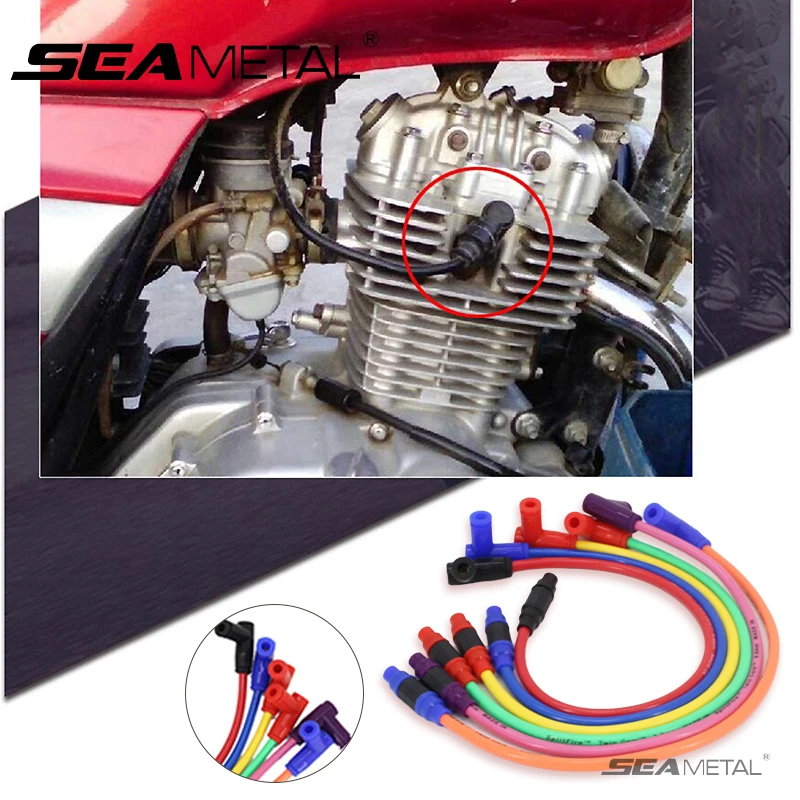 SEAMETAL Universal Motorcycle Ignition Coil Spark Plug Power Cable For Dirt Bike ATV Scooter Moped Spark Plug Power Cable Cover