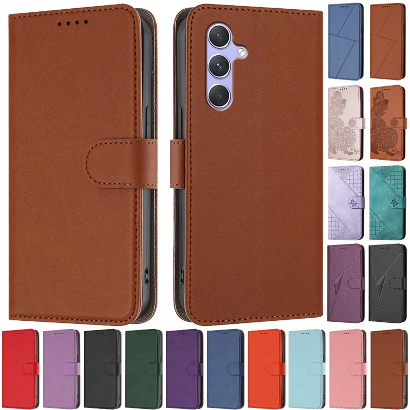 SM-A245 A346B A546B Luxury Pattern Flower Leather Phone Case For Samsung Galaxy A24 4G A34 A54 5G Flip Cover Wallet Bags Holder