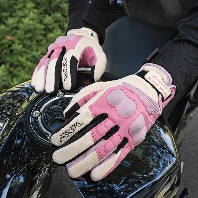 VXW Motorcycle Gloves Protective PVC Shell Waterproof Touch Screen Non-Slip Full Finger Moto Racing Motocross Guantes for Women