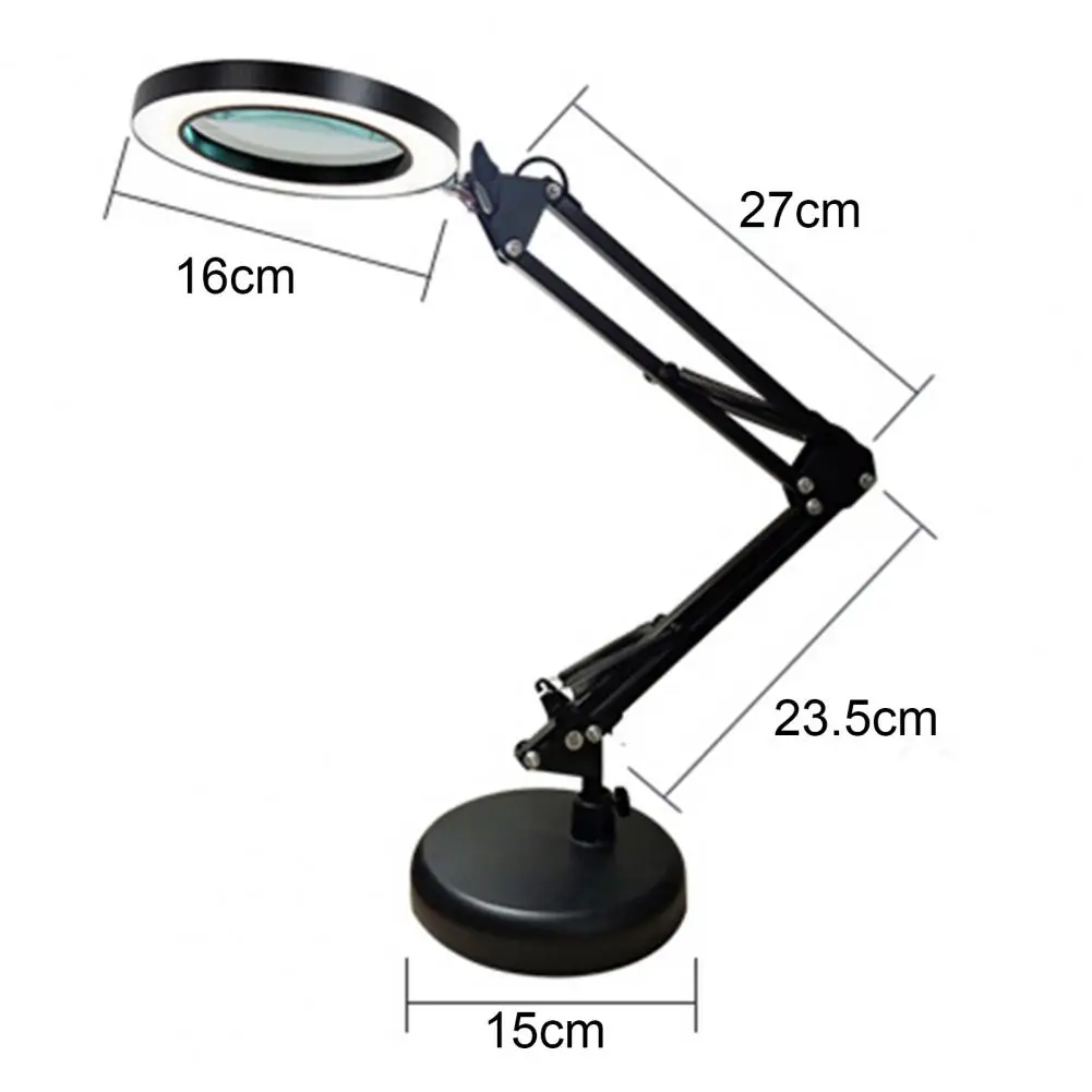 1 Set Table Lamp Adjustable Long Light Arm Energy Saving Eye Protection Illumination Foldable 2 in 1 Magnifying Glass Desk Lamp