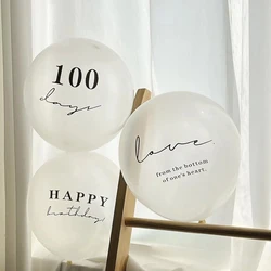 10pcs 12 inch Happy Birthday 100 Days Transparent Balloons Letter Latex Balloon Birthday Party Decorations Baby Shower