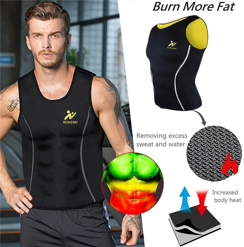 SEXYWG sauna vest for men weight loss top hot sweat sportwear fat burning slimming body shaper