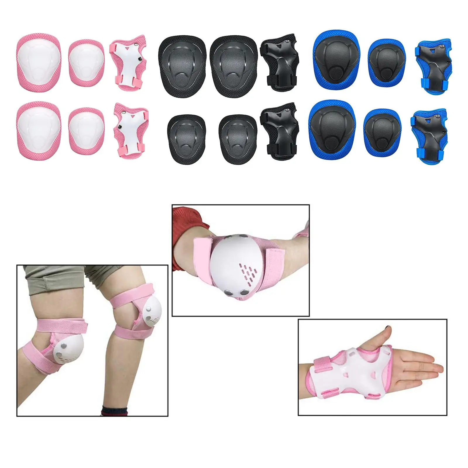 

Kid's Skateboard Bike Protective Gear Adjustable Knee Elbow Wrist Pad Kit