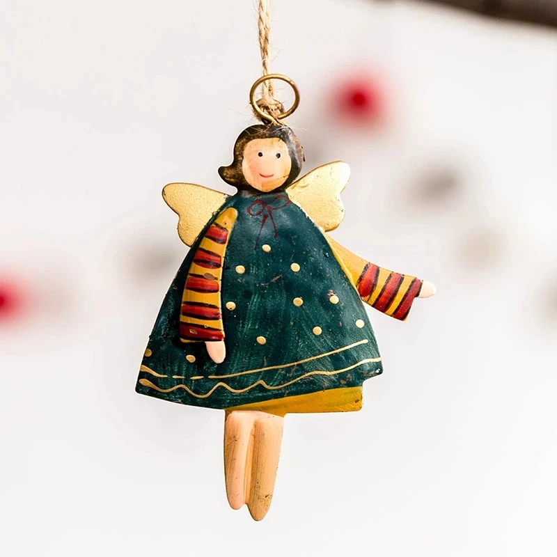 MissDeer Christmas Pendant Metal Painted Santa Claus Xmas Tree Drop Ornaments Decorations for Home Kids Toys Gift Xmas New Year