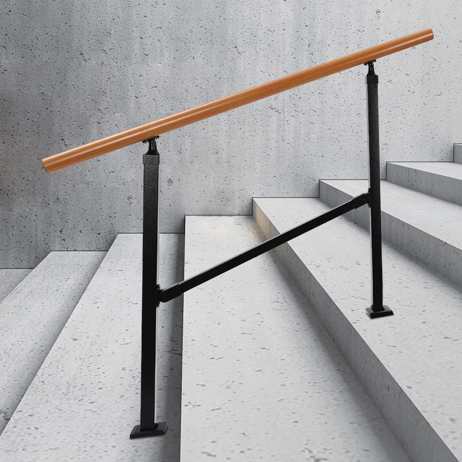 درابزين متين من الفولاذ الكربوني بثلاث خطوات للدرج الخارجي، بطول 84 سم