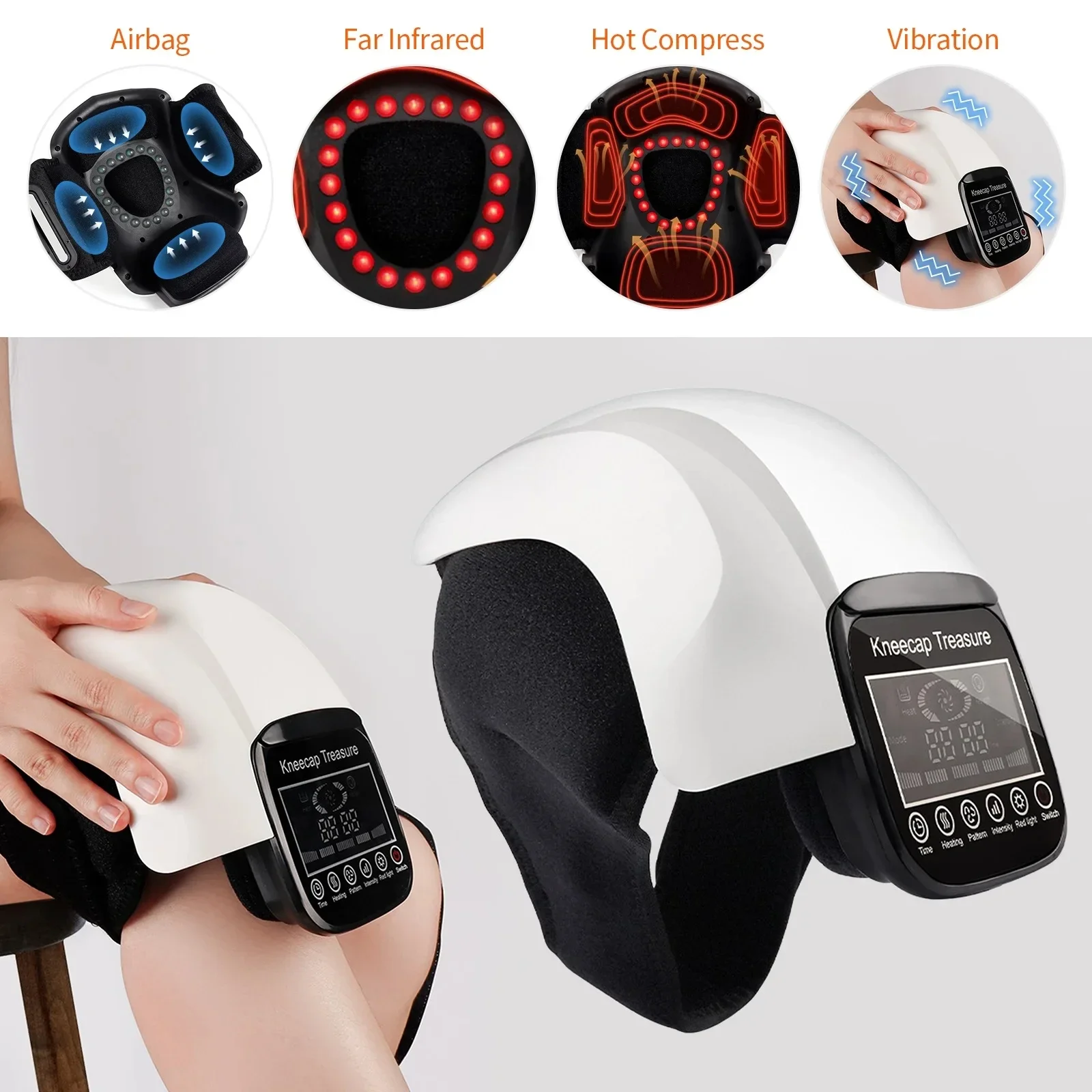 Foreverlily Smart 4D Airbag Knee Massager Red LED Hot Compress Knee Cap Treasure Elbow Shoulder Care Massage Machine