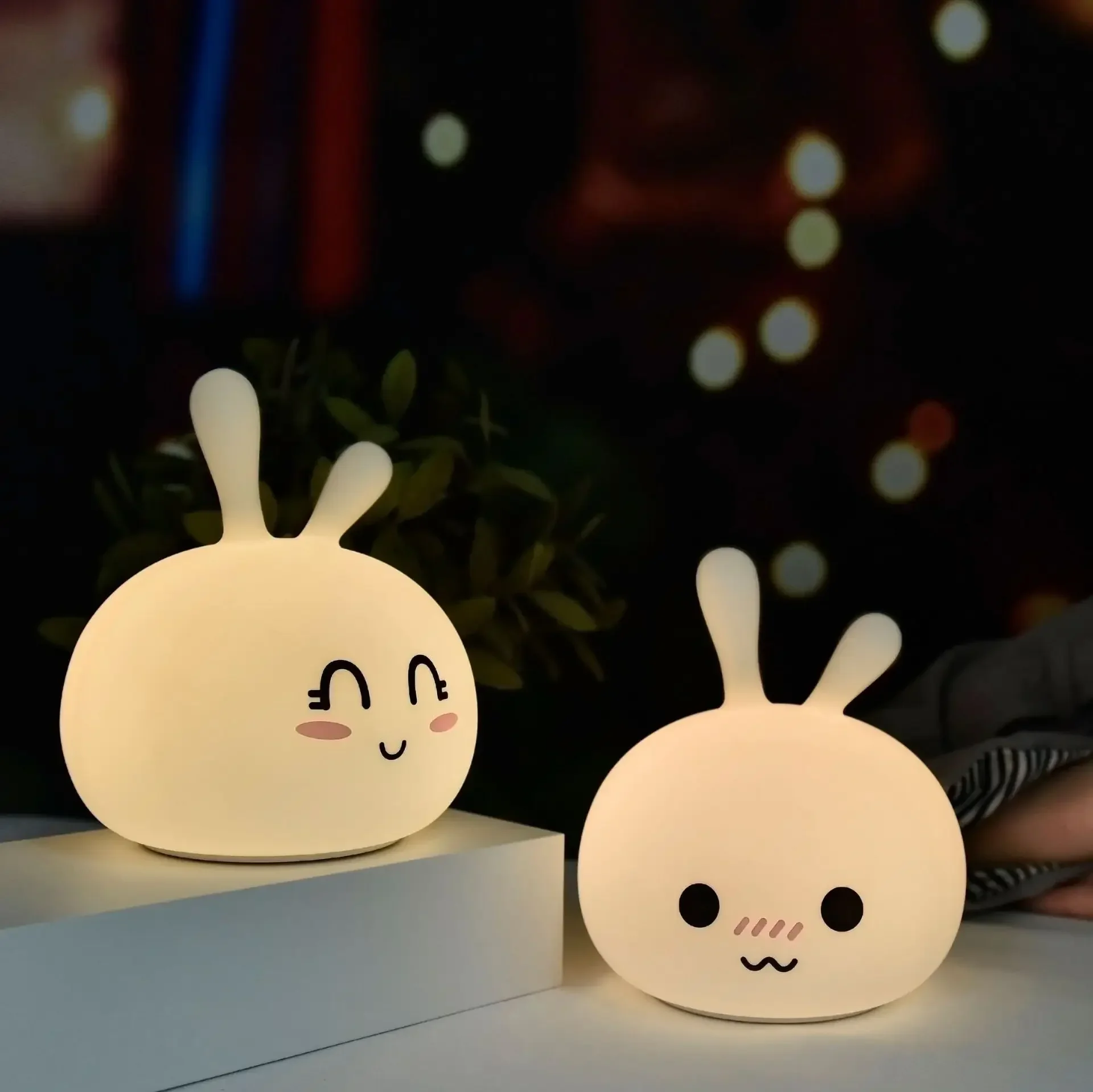 hanukkah Creative LED Night Light Beanie Rabbit Colorful Silicone Lamp Rabbit Induction Pat Lamp Child Bedroom with