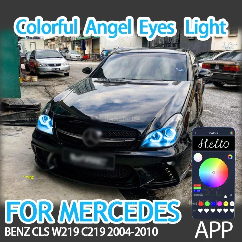 App control M4 style LED Angel Eyes Bulb Ring RGB Lamp for MERCEDES BENZ CLS W219 C219 2004-2010