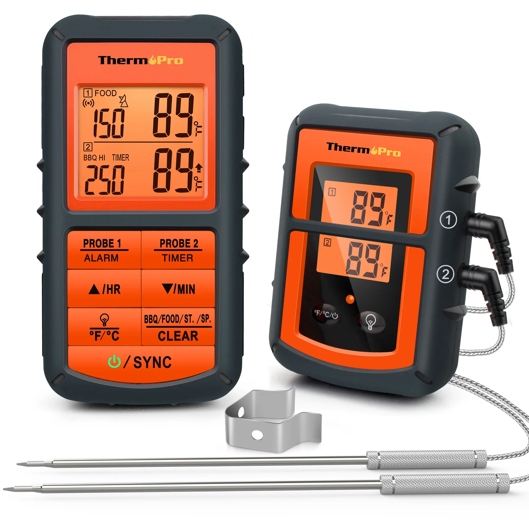 ThermoPro TP-08C Remote Wireless Food Thermometer, Dual Probe BBQ Smoker Grill Oven Meat Timer