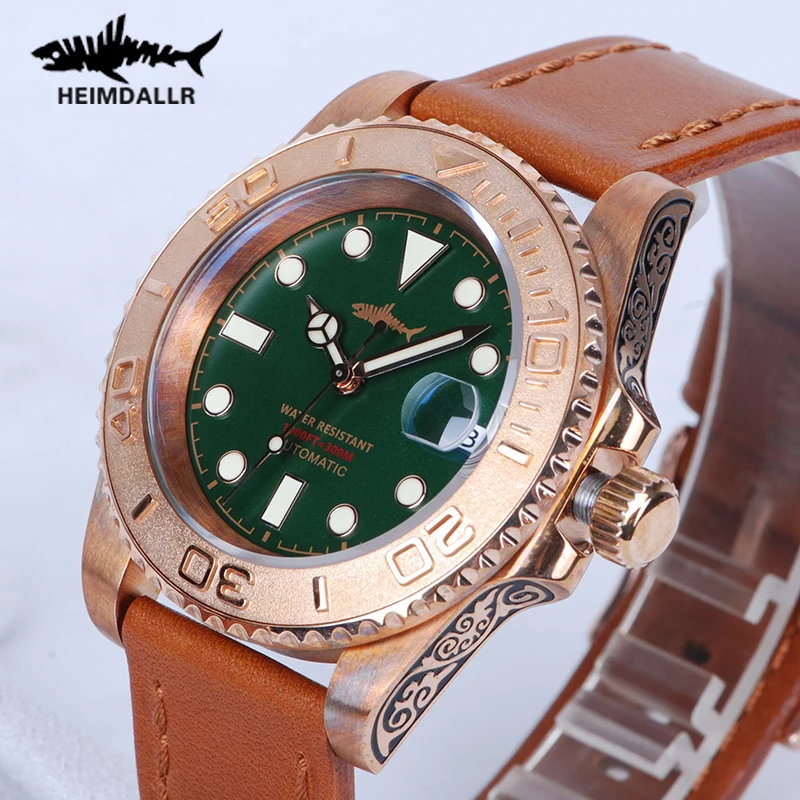 Heimdallr Bronze Diving Watch Men 300M Water Resistant 3C Luminous Sapphire Crystal Bezel NH35 Automatic Mechanical Watches