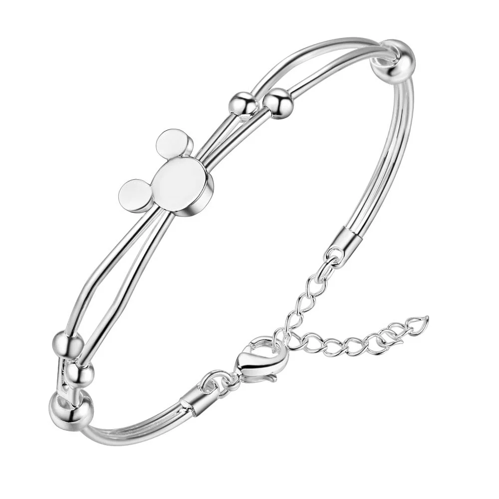 

hot sale 925 Sterling Silver Mickey chain bangle women lady noble nice bracelet fashion charm jewelry wedding party