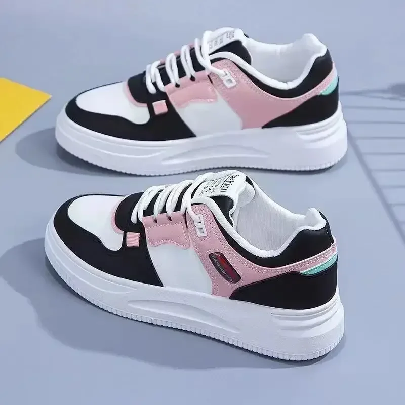 Versatile Thick Bottom Color Block Casual Shoes Women's Niche White Sneakers Spring/summer 2023 New Style Trendy Casual Shoes