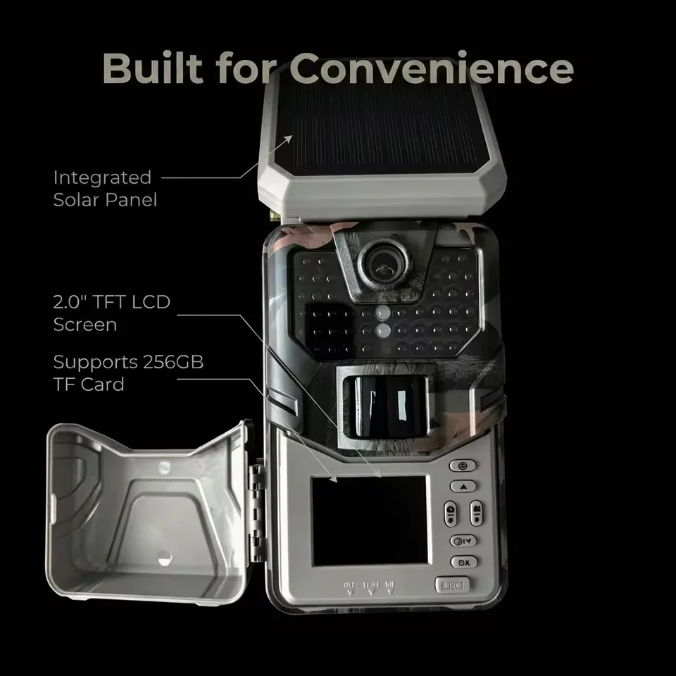 SUNTEKCAM HC-930MAX 4G LTE Trail Camera 48MP 4K Solar Powered Game Cam APP Control 940nm Night Vision 0.2s Trigger Wildlife