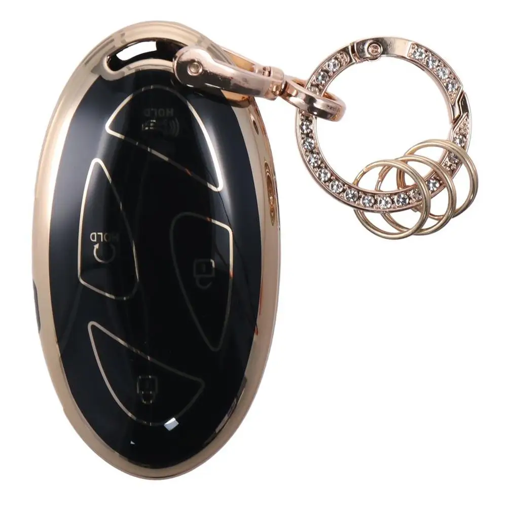 

TPU Key Fob Cover for Hyundai White,Black Zinc alloy Smart Keys Case Holder 5 Button,7Button with Bling Keychain