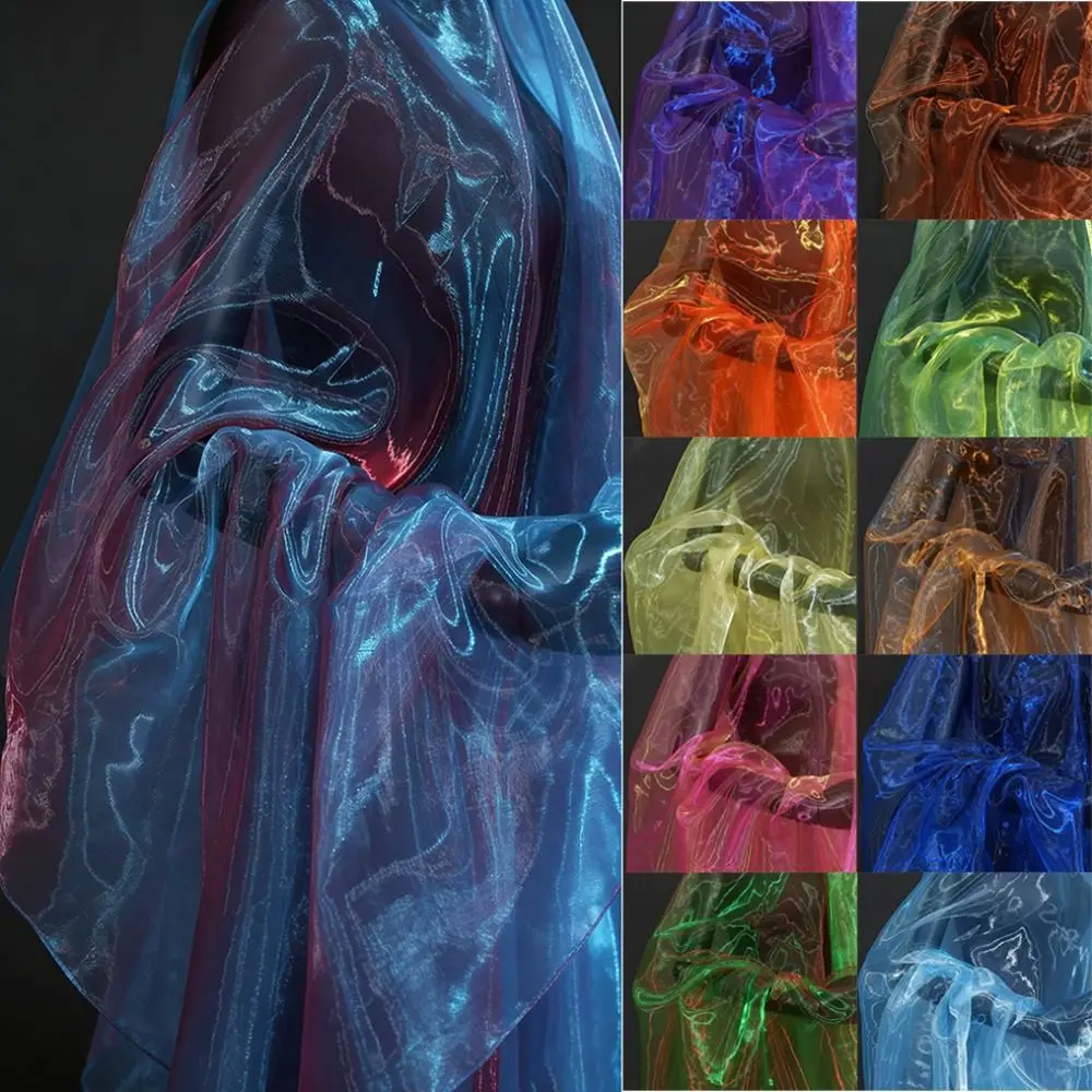 100X150cm Two-color Gradient Fabric Lightweight Thin Organza Mesh Fabric Colorful Tulle Gauze Fabric Decorative Edge view 5