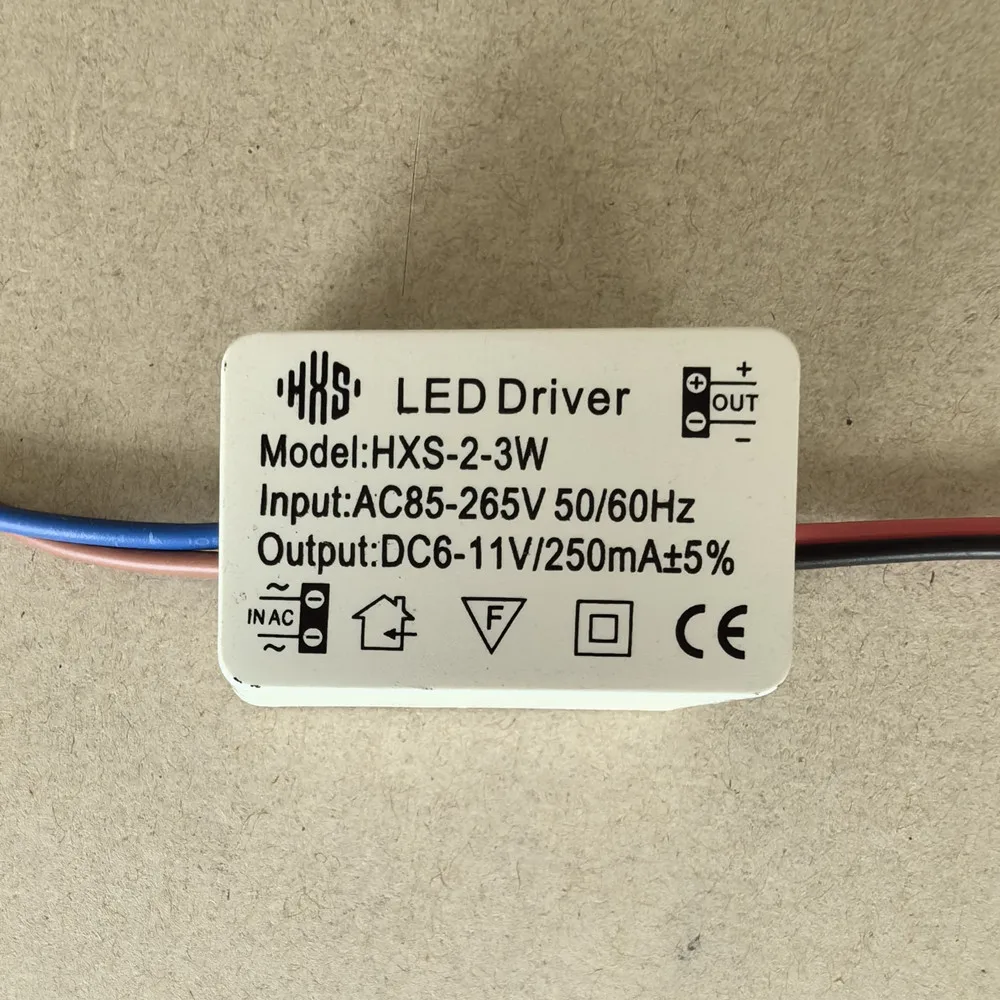 LED Driver,2W-3W,Input AC 85V-265V 50/60Hz,Output DC 6V-11V/250mA