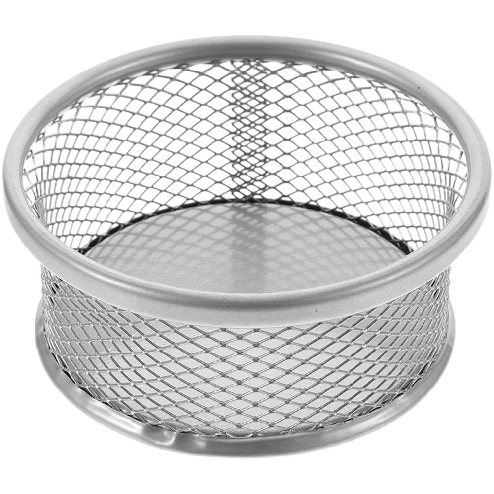 Metal Office Pen Holder Silver Desk ganizer Large Capacity Paper Clip Storage Supplies Safe Study Container