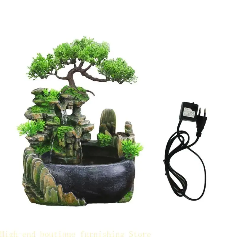 L9NB for Creative Indoor Desktop Small Rockery Water Fountain Waterfall with LED Lamp Atomization Effect Feng Shui Relaxation