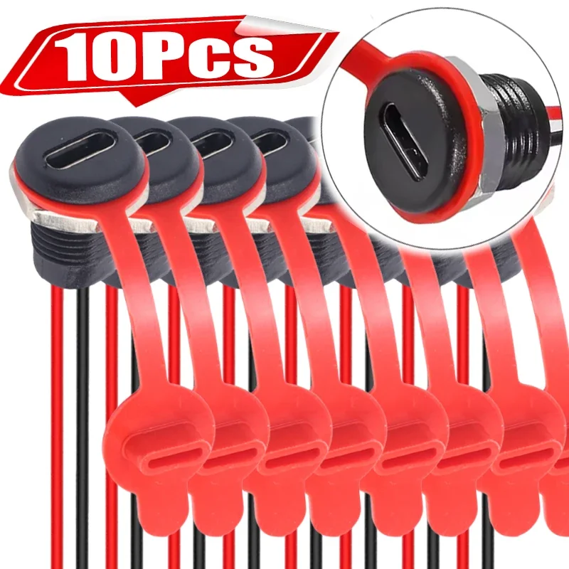 Waterproof  2Pin Type-C Female Socket Connector Type-C Female Jack Female Charging Port 3A USB-C Charger Plug Socket Parts