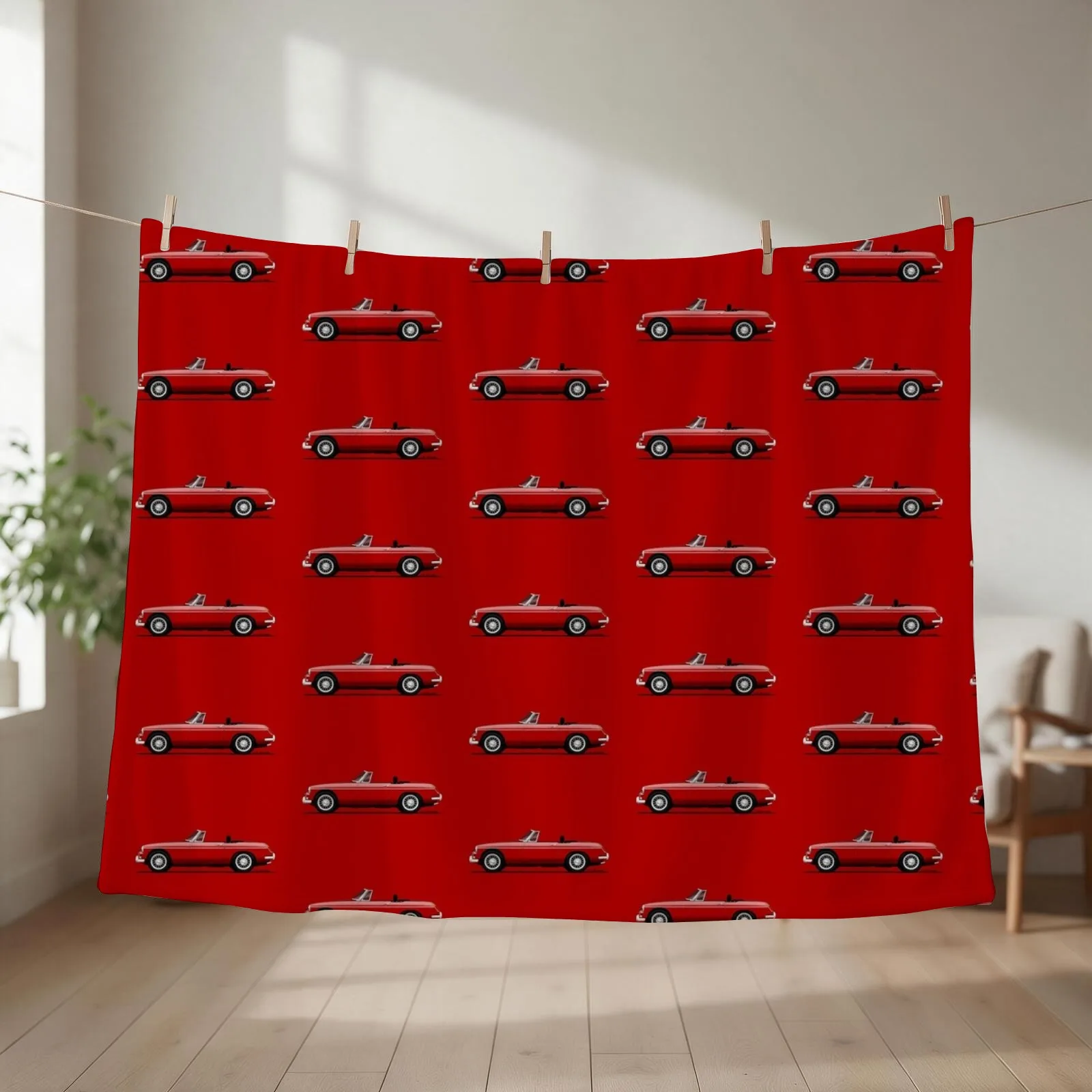 My drawing of the transparent MGB Roadster Throw Blanket Flannel Fabric Luxury Brand halloween anime Blankets