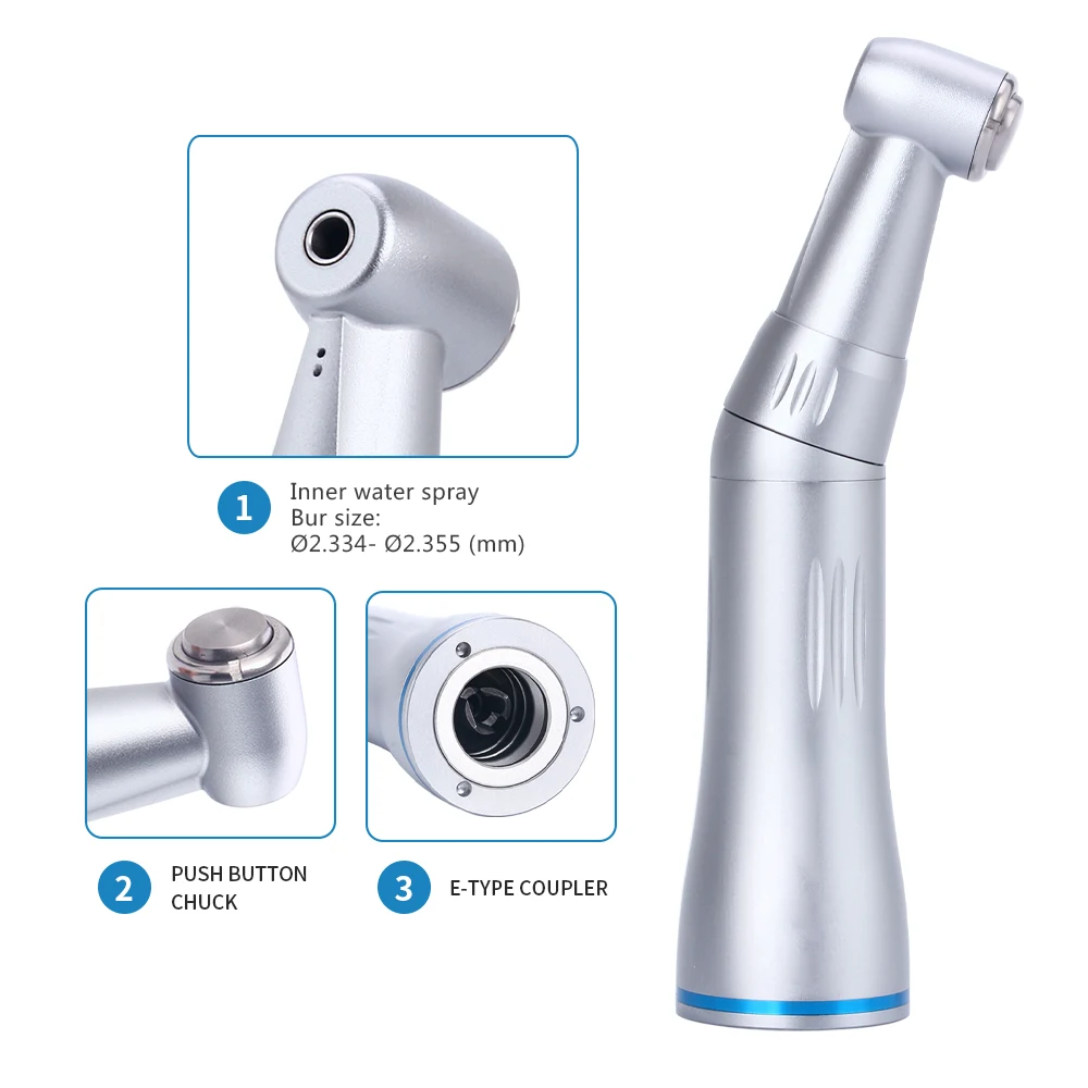 Azdent Dental Low Speed Contra Angle Handpiece Push Button Inner Water Spray Channel Bur Rozmiar: Φ2.334-Φ2.355 (mm)