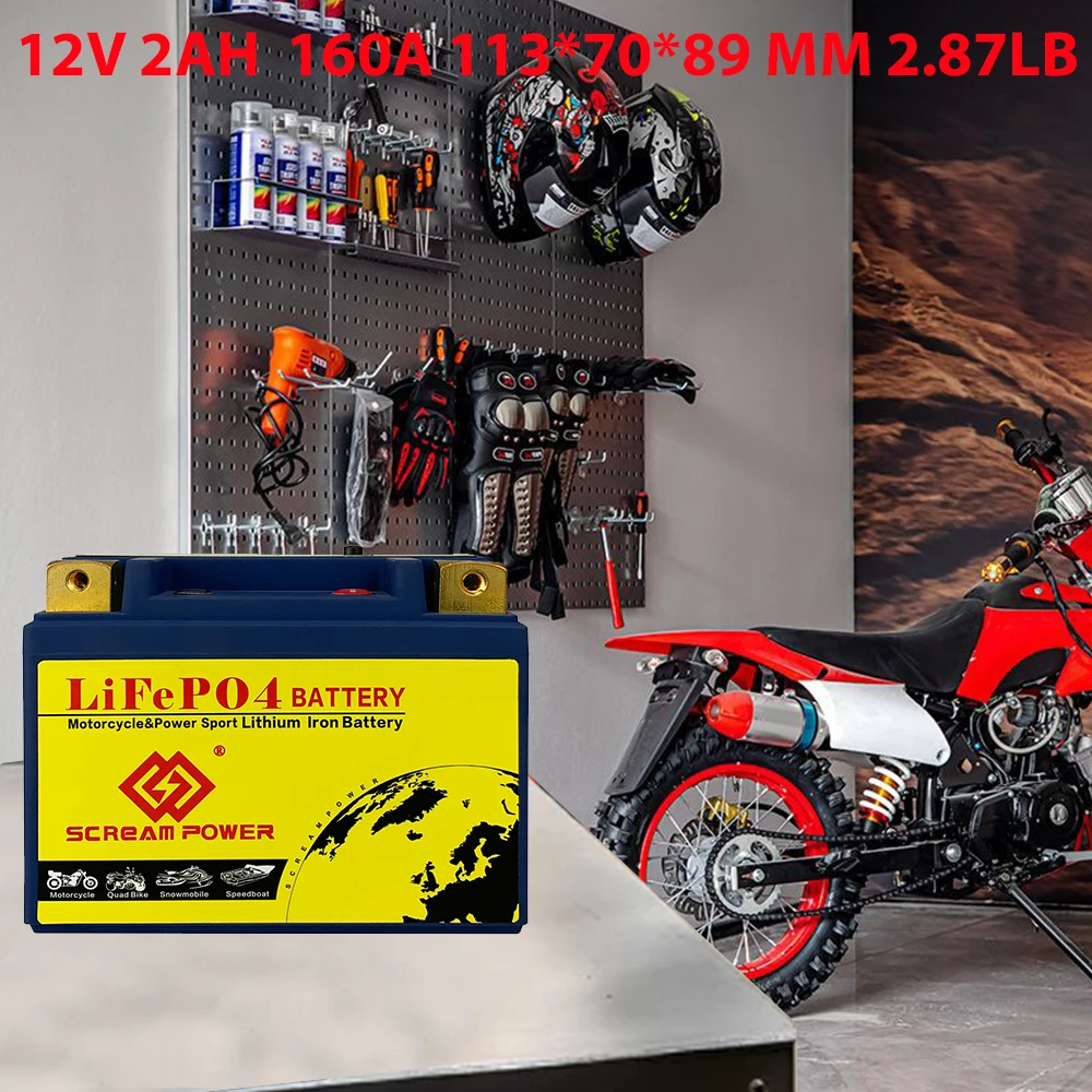 4L-BS LiFePO4 Motorcycle Starter Battery 12V 2Ah CCA 160A 12.8V Lithium Battery For Scooter ATVs UTVs