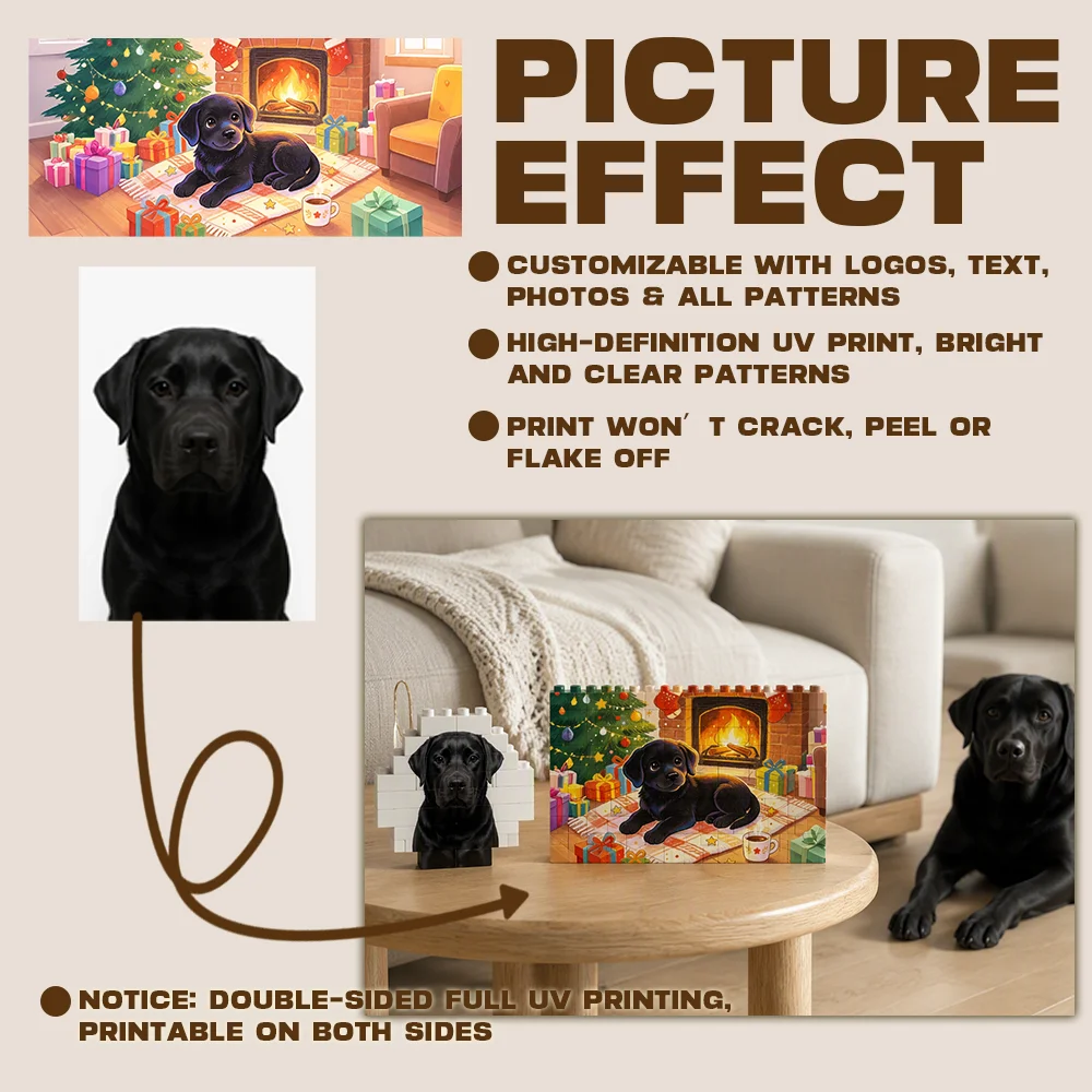 Custom Double Sided Photo Building Block Puzzle Personalized Custom Logo Text Image DIY Jigsaw Keepsake Gift