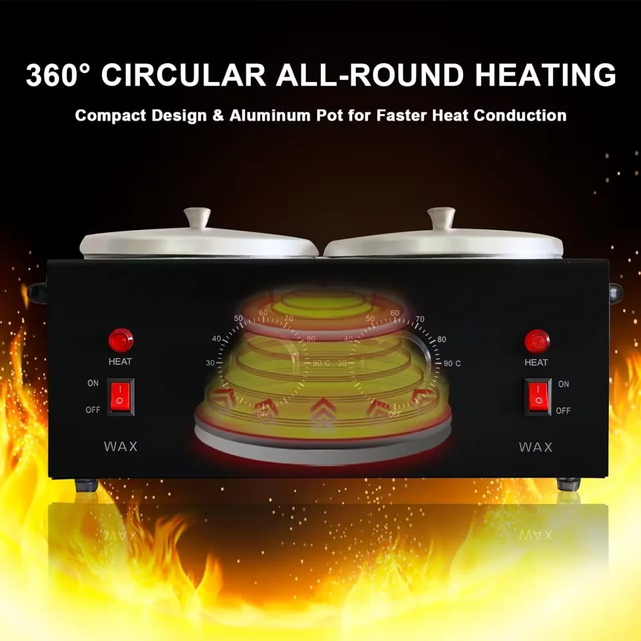 블랙 더블 팟 왁스 워머 전문 용융 왁스 비즈, 온도 조절 가능, 빠른 전기 왁스 히터