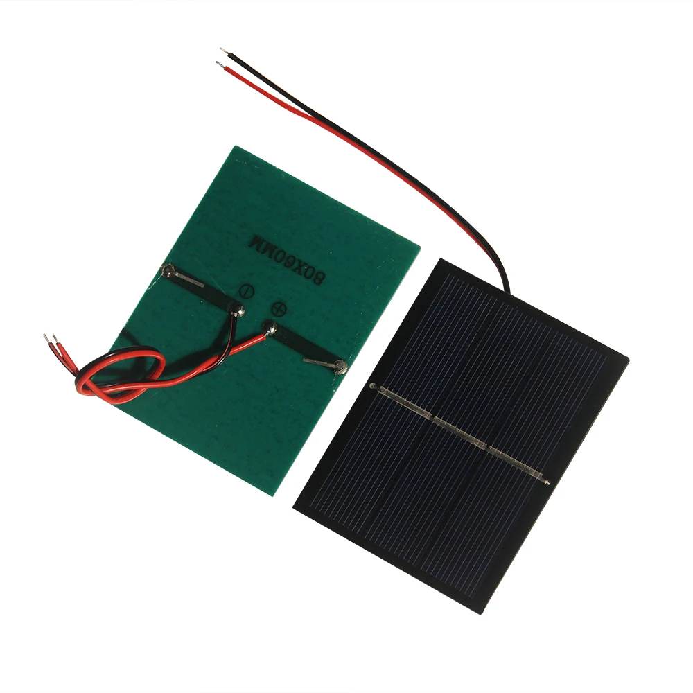 Buheshui-ミニ太陽電池,多結晶ソーラーパネル,ワイヤー付きおもちゃ,0.65w,1.5v,400mah,60x80mm,バッチあたり5個