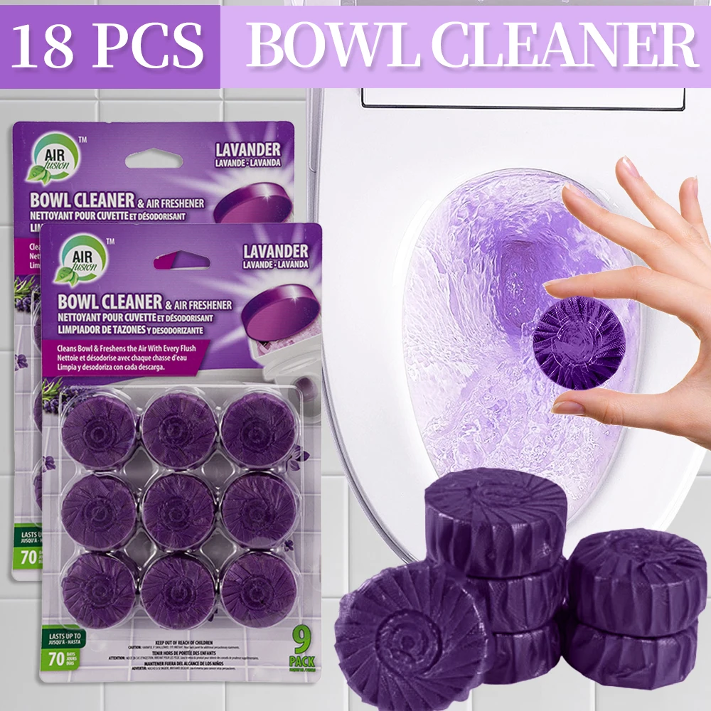 

18-Pack Automatic Toilet Cleaning Tablets, 3-in-1 Formula for Stain & Odor Removal with Fresh Scent | Long-Lasting Toilet Bowl C