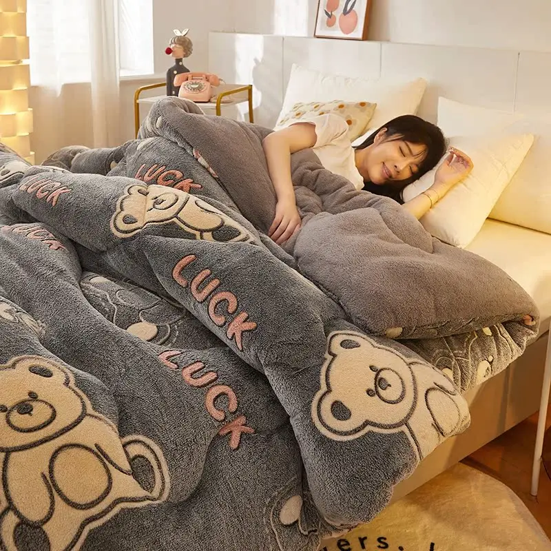 Super Thick Winter Warm Blanket for Bedroom Lamb Cashmere Weighted Blanket Soft Comfortable Warmth Autumn Quilt Spring Comforter