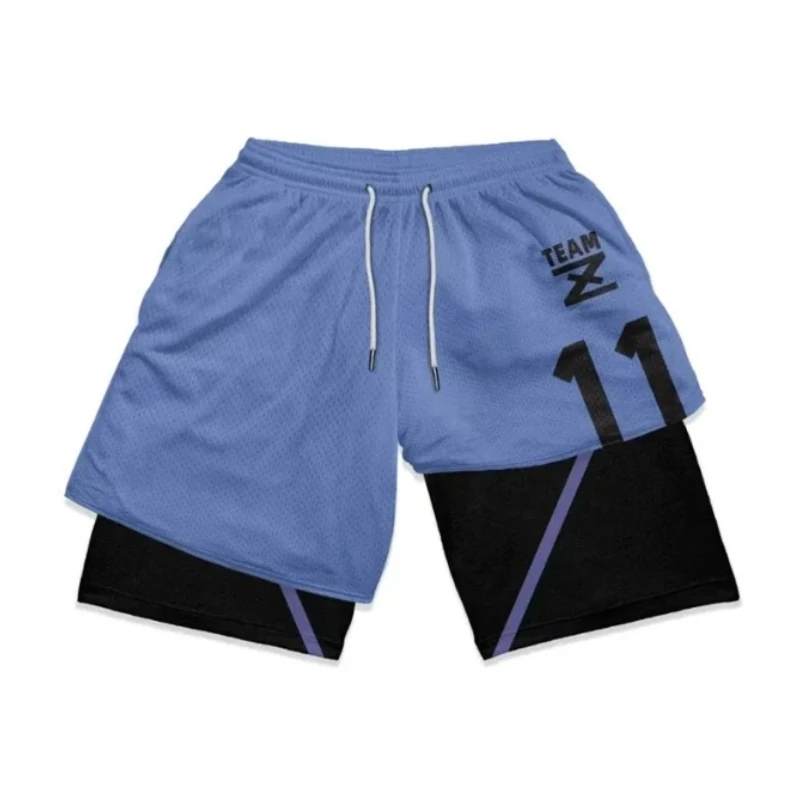 

New 2-in-1 Men's Fitness Running Shorts, Outdoor Sports Quick Drying Cycling Shorts Lined with Summer Casual Printed Shorts