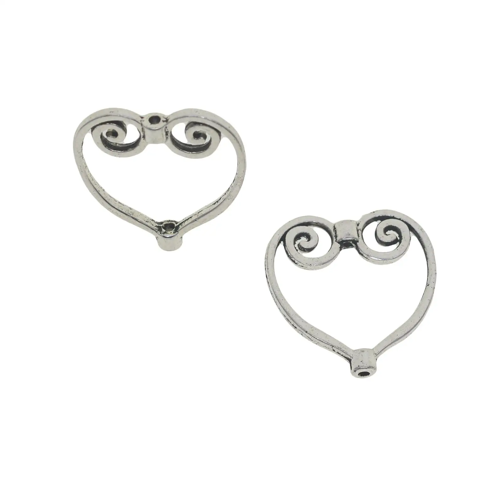 50Pcs Lovely Heart Beads Charms Vintage Alloy Pendants Mini Loose Spacer Beads