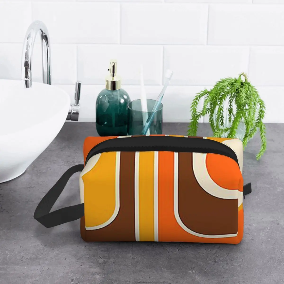 

Ретро геометрический дизайн 62, косметичка, косметический органайзер для хранения, комплект Dopp, косметичка для туалетных принадлежностей, пенал