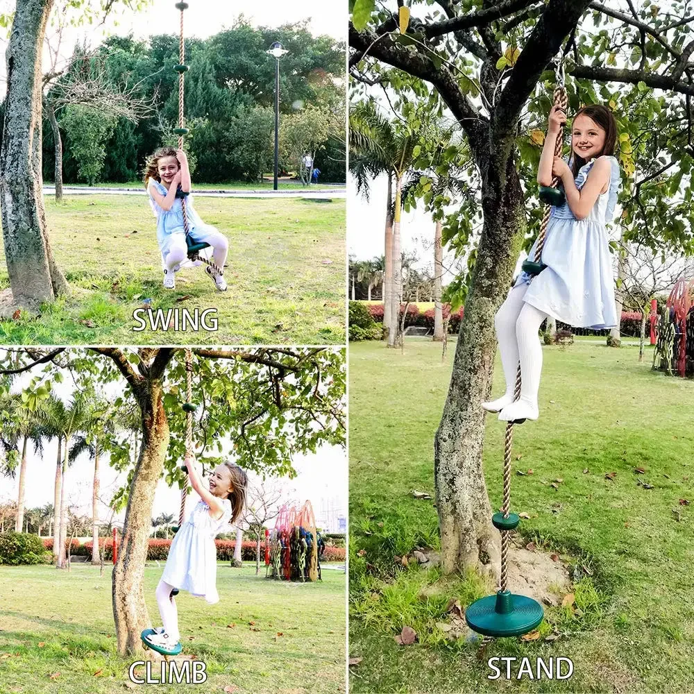 Corde d'escalade de Fitness pour enfants, avec plates-formes et siège de balançoire à disque, ensemble de balançoire d'extérieur, jouet de jardin, accessoires de aire de jeux