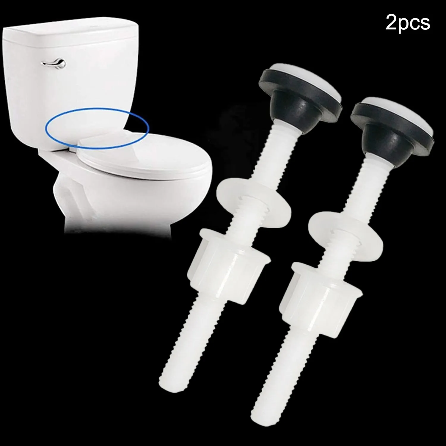 Raccords de toilette à vis en acier inoxydable, accessoire de toilette, outils de réparation, fixation en plastique POM, boulons précieux, eau, 2