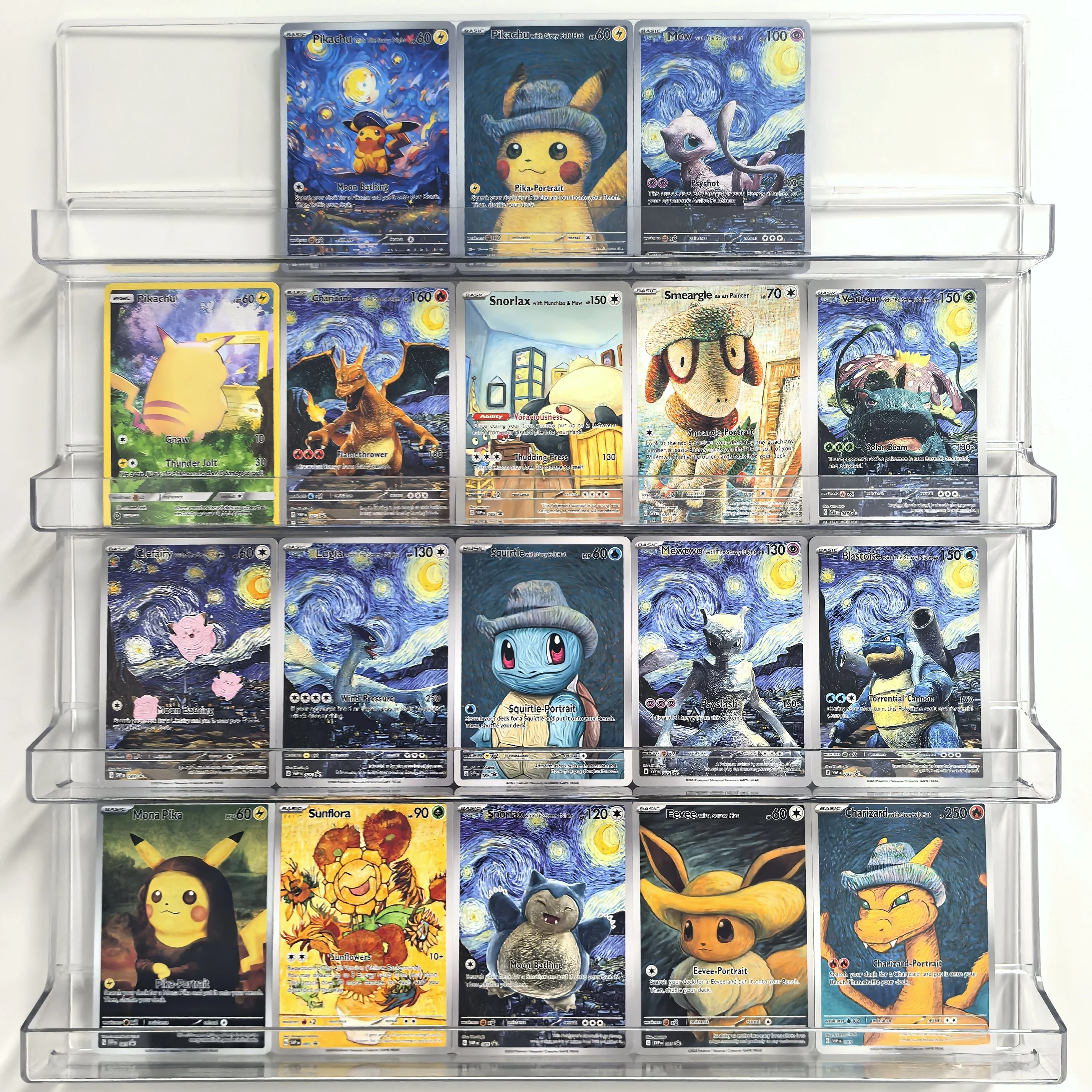 

Van Gogh Museum Pokemon Cards Anime Figures Pikachu Mew Charizard Eevee RARE Self Made Single Cards Classic Game Anime Card Gift
