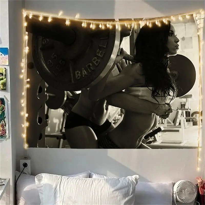 VIKAMA Bodybuilder Conquer Poster Wide Tapestry Hanging for Living Room Wall Art Cozy Aesthetic Warm Unique Home Decor