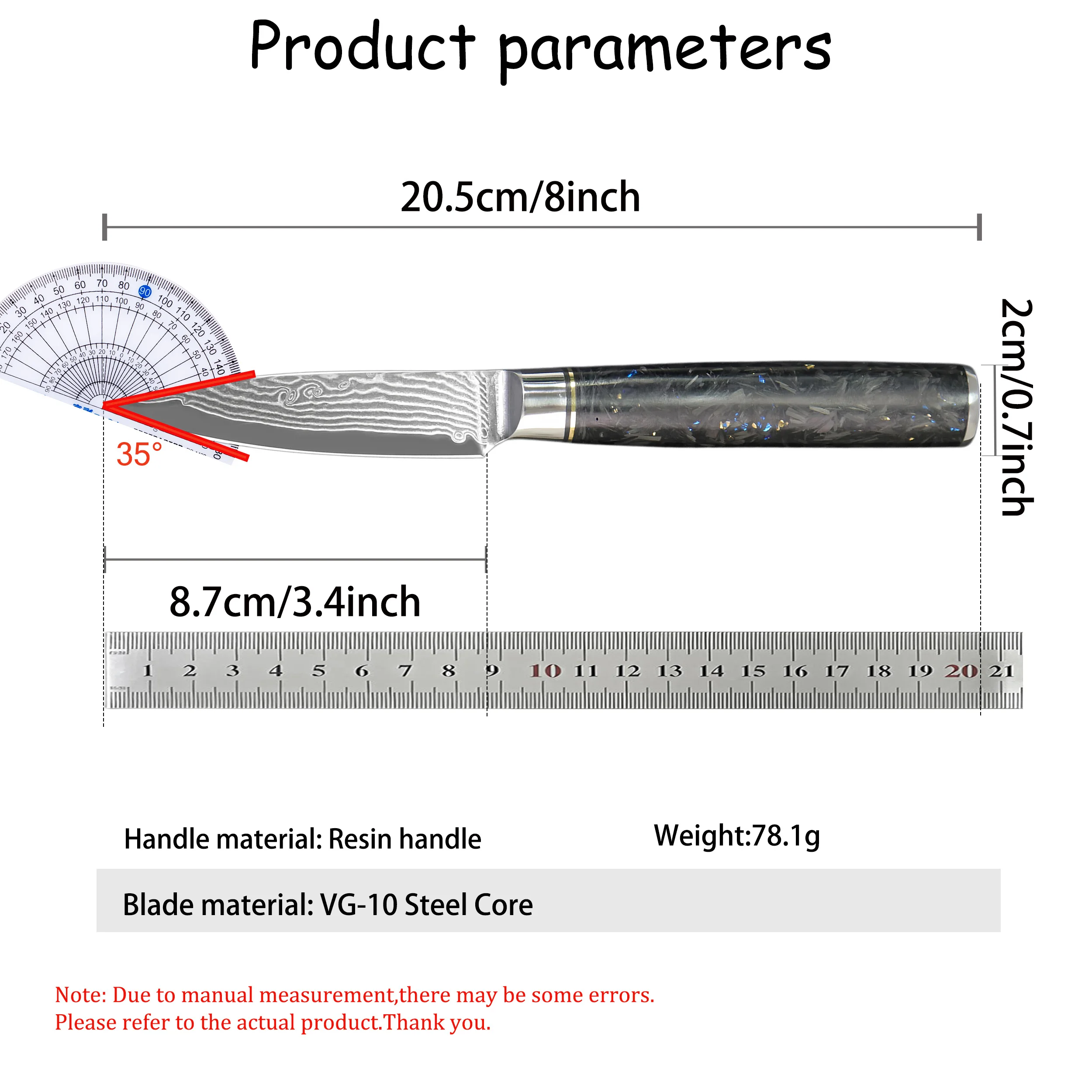 67-Layer Damascus Steel Paring Knife Multi-Functional Knife for Fruit Peeling Slicing Garnishing Kitchen Essential Fruit Knife