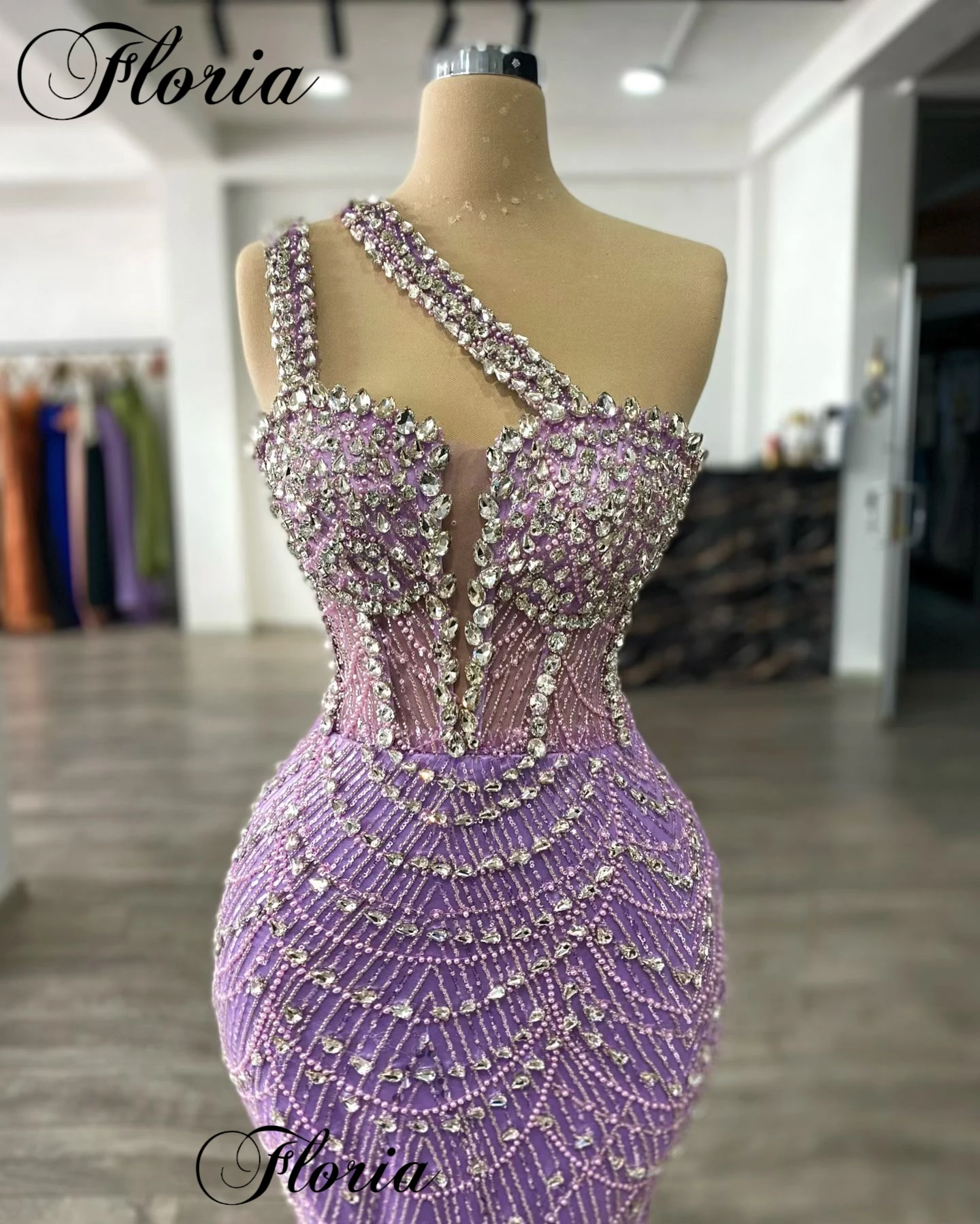 Beaded Purple Prom Dresses Mermaid One Shoulder Sexy Cocktail Dresses Elegant Vestidos De Noche Evening Birthday Party Gowns