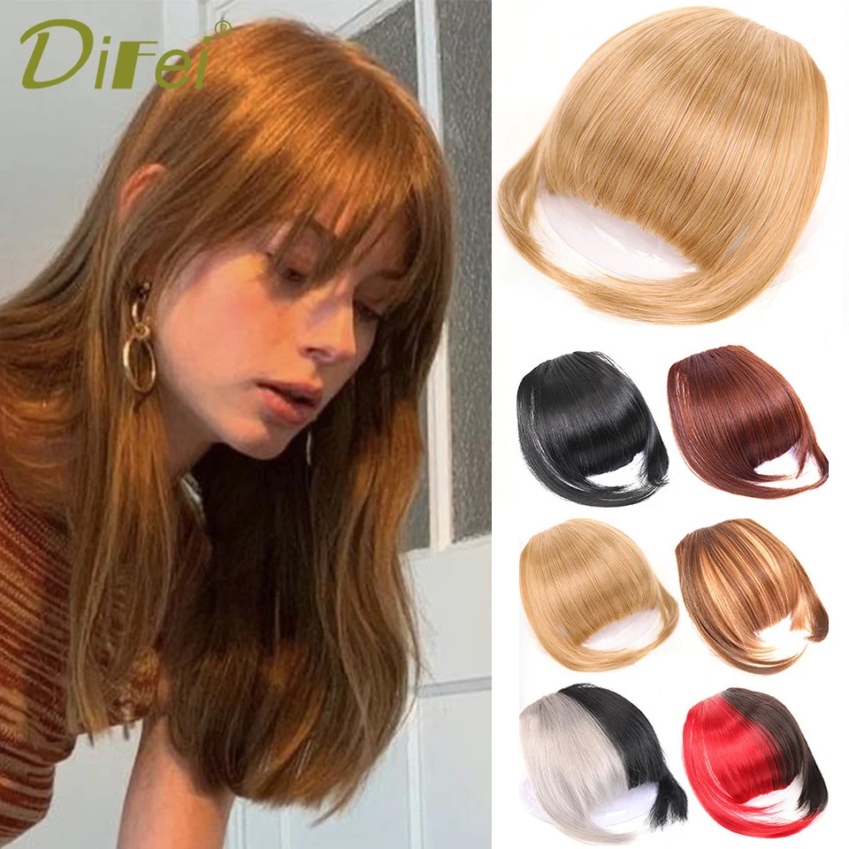 

DIFEI Bangs Synthetic Wig With Sideburns Female High-Temperature Chemical Fiber Micro-ribbon Sideburns Multicolor Air Bangs Wig