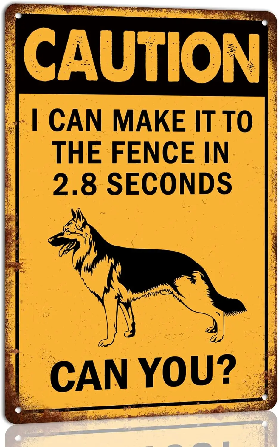 Caution I Can Make It to the Fence in 2.8 Seconds Metal Tin Sign Funny Warning Dog Signs for Farm Yard Farmhouse Home Wall Outdo