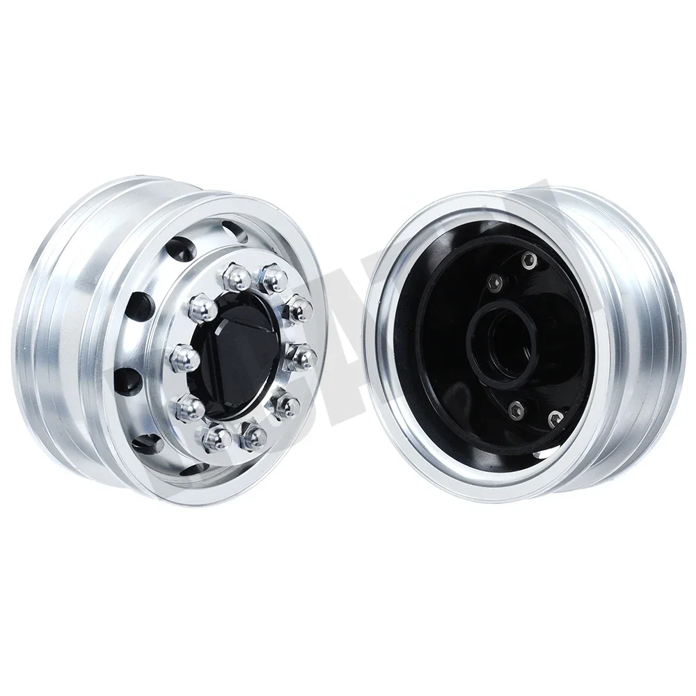 2PCS High Quality CNC Metal Alloy Front Rear Wheel Hub Rim For 1/14 Tamiya RC Truck car SCANIA R470 R620 FH12 ACTROS