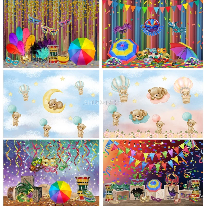 

Jungle Happy Birthday Photography Backdrops Newborn Air Balloon Party Decorations Portrait Photo Studio Background VG-08