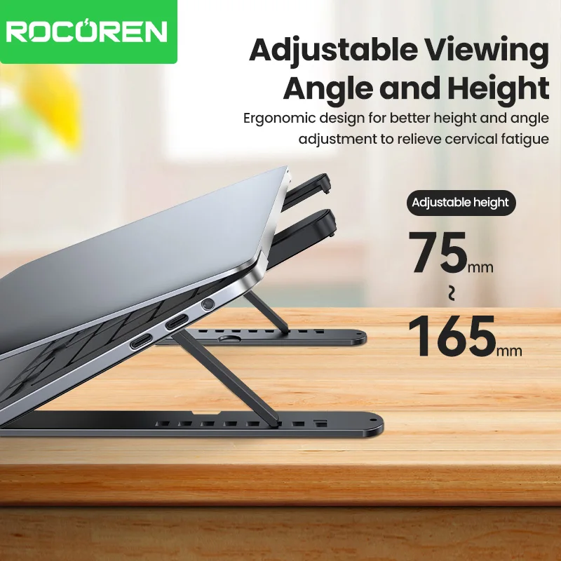 Rocoren Portable Foldable Laptop Stand Adjustment Notebook Bracket PC Vertical Notebook Stand for MacBook air Pro Tablet Books