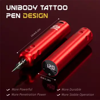 Bezdrátový tetovací strojek Neebol, bezdrátové rotační tetovací pero s digitálním displejem, 20 jehel v kazetách, 10 inkoustů, zelené mýdlo 10 nejlepší prodej Dětský tetovací strojek - №3