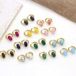 Fashionable Minimalist Natural Stone Donut Earrings For Women Stainless Steel Ear Clips High-end Earlobes Accessories Female