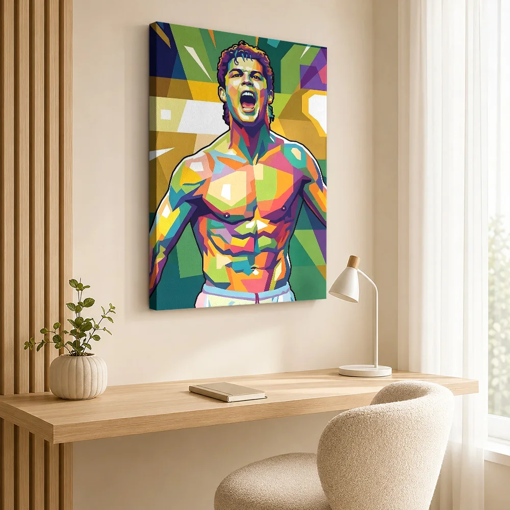 Cristiano Ronaldo Pop Art Framed Canvas Poster Custom Photo Sports Portrait Wall Art for Bedroom Gym Decor Gift for Collectors
